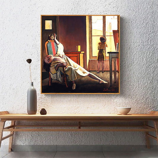 Traditional Style Maid Painting Canvas Textured Brown Wall Art Decor for Bathroom Brown Clearhalo 'Art Gallery' 'Canvas Art' 'Traditional' Arts' 1653069