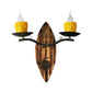 Candle Sconce Lamp Vintage Resin 2 Light Wall Mount Light in Black with Wood Backplate Clearhalo 'Wall Lamps & Sconces' 'Wall Lights' Lighting' 165308