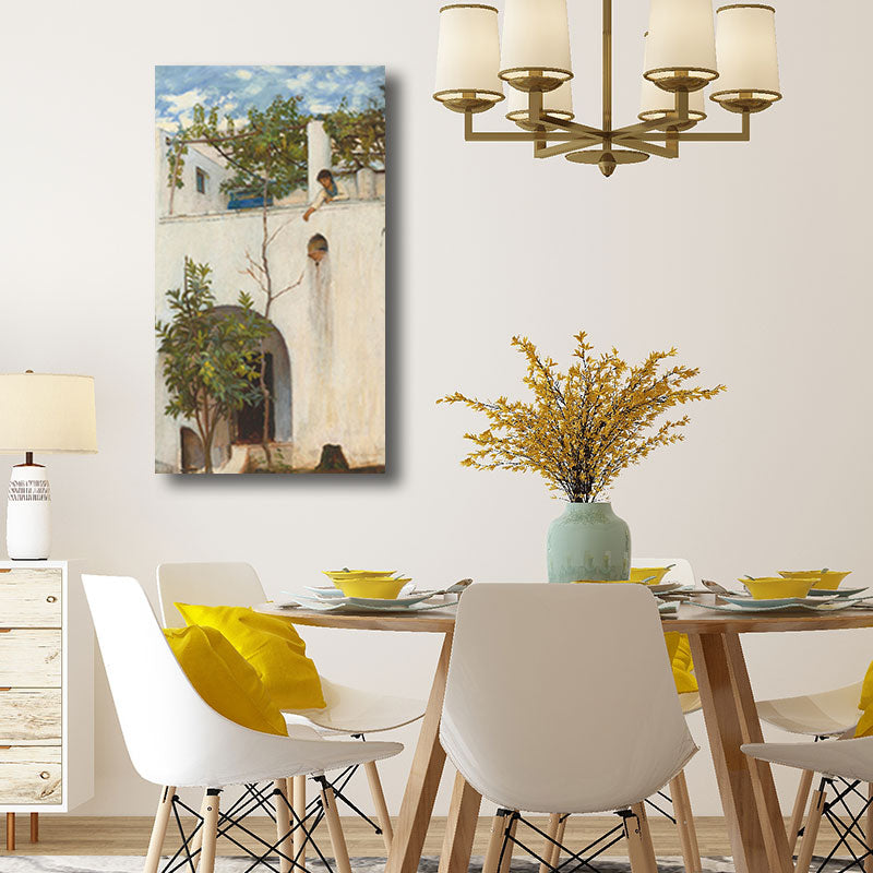 Vintage Style Maiden Print Canvas Light Color Character Oil Painting Wall Art Decor White Clearhalo 'Arts' 'Canvas Art' 1653083