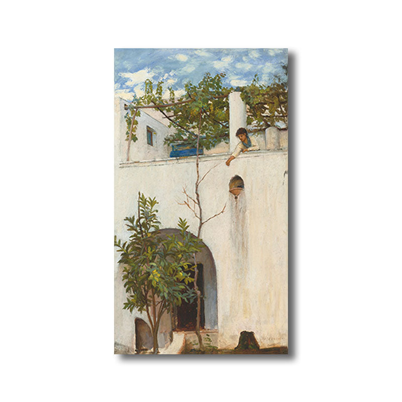 Vintage Style Maiden Print Canvas Light Color Character Oil Painting Wall Art Decor Clearhalo 'Arts' 'Canvas Art' 1653086