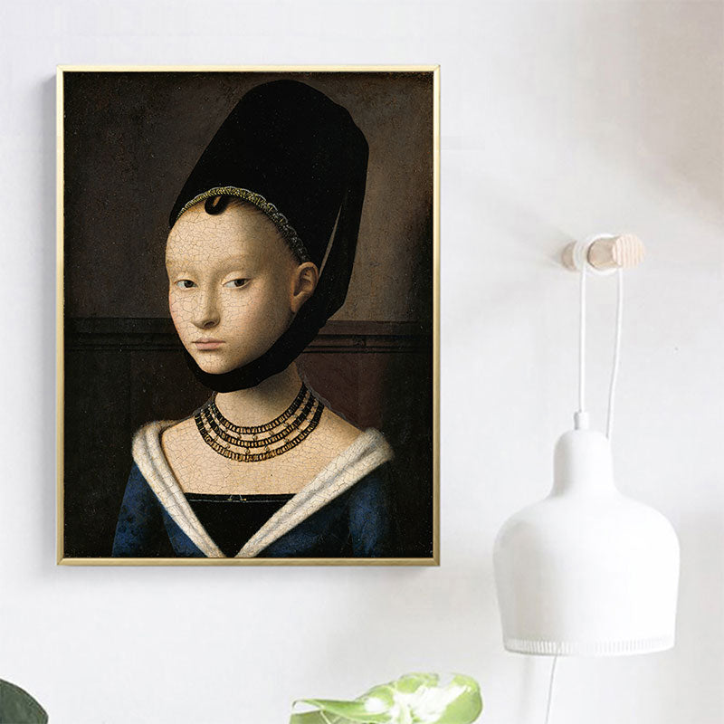 Ancient Hat Maiden Painting Black Kitchen Backsplash Wall Art Print, Multiple Sizes Clearhalo 'Arts' 'Canvas Art' 1653095