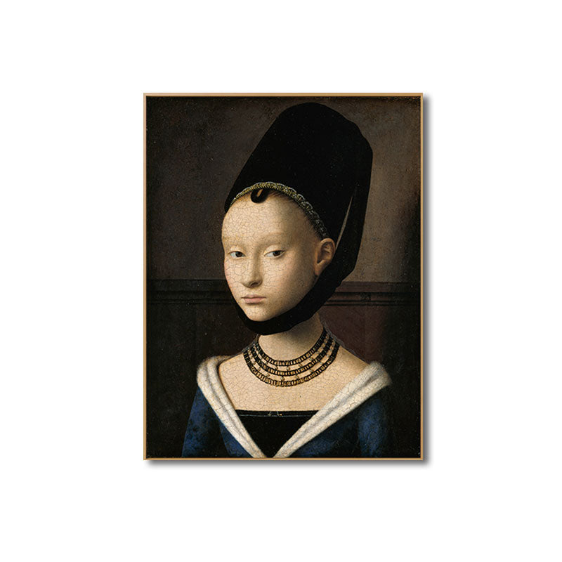 Ancient Hat Maiden Painting Black Kitchen Backsplash Wall Art Print, Multiple Sizes Clearhalo 'Arts' 'Canvas Art' 1653097