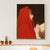 Mädchen im roten Roben Malerei Global inspiriertes strukturiertes Schlafzimmer Wandkunstdekor, Gelb
