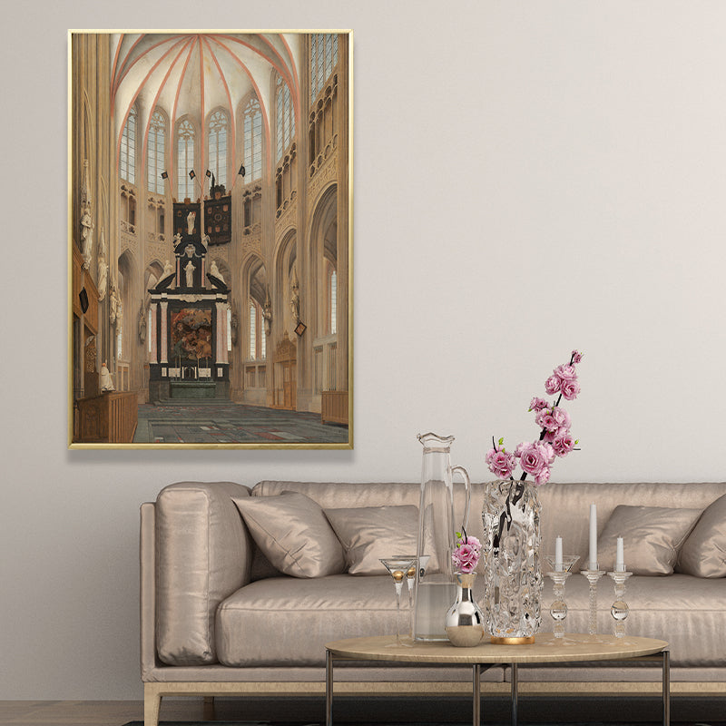 Cathedral Inside View Art Print Global Inspired Textured Living Room Wall Decoration Clearhalo 'Arts' 'Canvas Art' 1653118