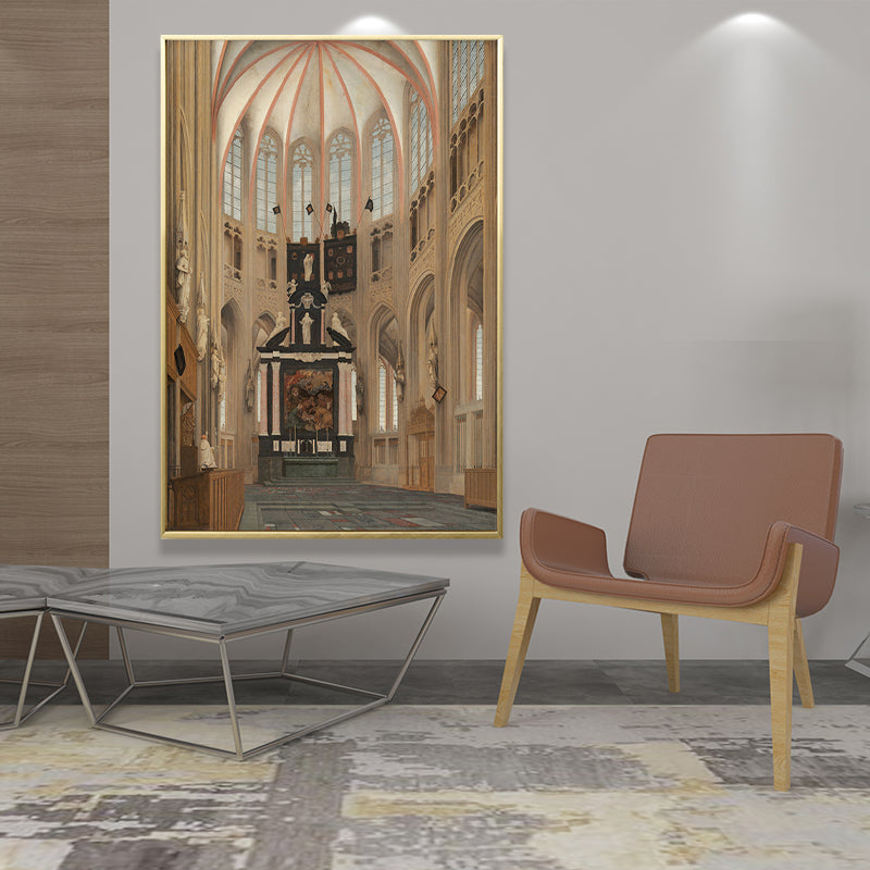 Cathedral Inside View Art Print Global Inspired Textured Living Room Wall Decoration Clearhalo 'Arts' 'Canvas Art' 1653119