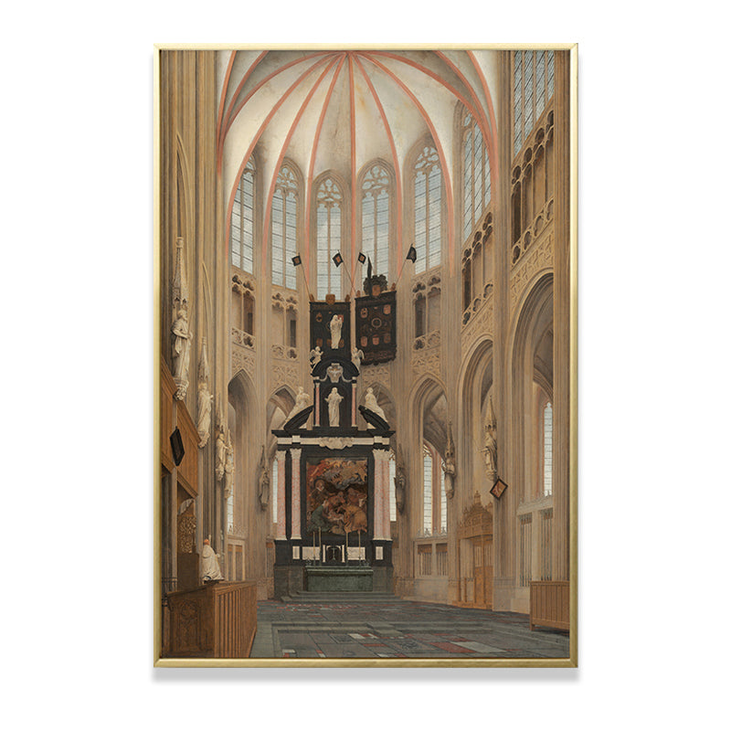 Cathedral Inside View Art Print Wereldwijde geïnspireerde getextureerde gestructureerde woonkamer muurdecoratie