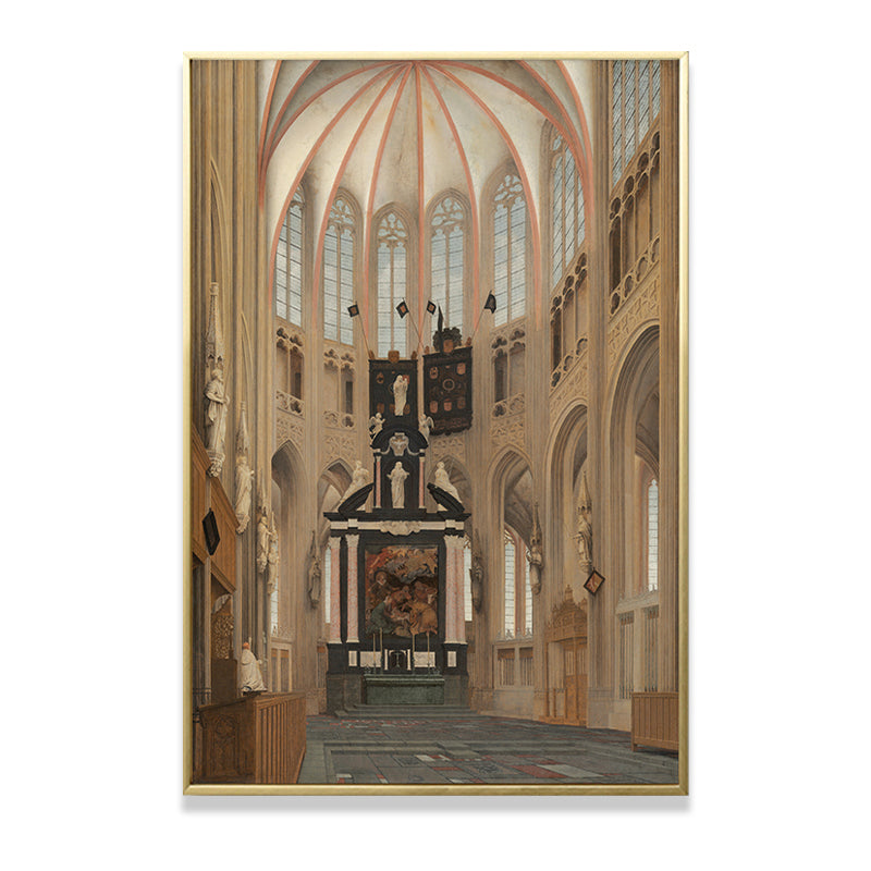 Cathedral Inside View Art Print Global Inspired Textured Living Room Wall Decoration Clearhalo 'Arts' 'Canvas Art' 1653120