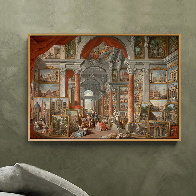 Giovanni Modern Rome Canvas Wall Art Vintage Textured Painting in Yellow and Red Yellow Clearhalo 'Arts' 'Canvas Art' 1653125