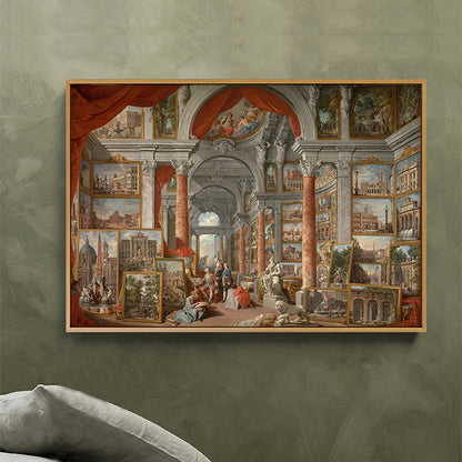 Giovanni Modern Rome Canvas Wall Art Vintage Textured Painting in Yellow and Red Yellow Clearhalo 'Arts' 'Canvas Art' 1653125