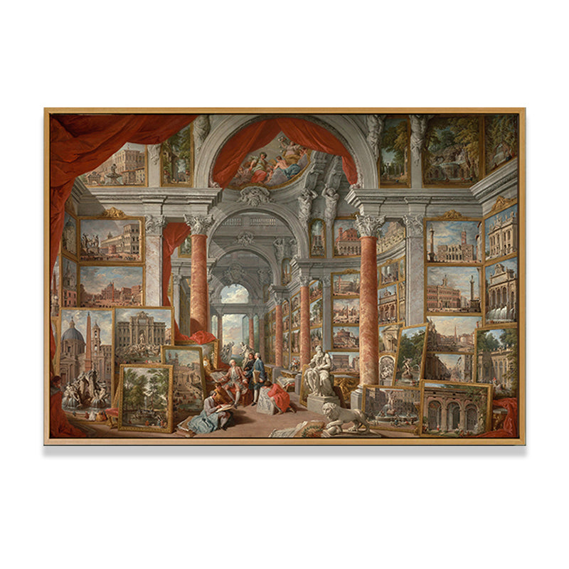 Giovanni Modern Rome Canvas Wall Art Vintage Textured Painting in Yellow and Red Clearhalo 'Arts' 'Canvas Art' 1653128