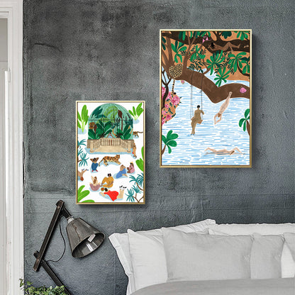 Childrens Art Amusement Park Painting Canvas Textured Colorful Wall Decor for Home Blue Clearhalo 'Art Gallery' 'Canvas Art' 'Kids' Arts' 1653147