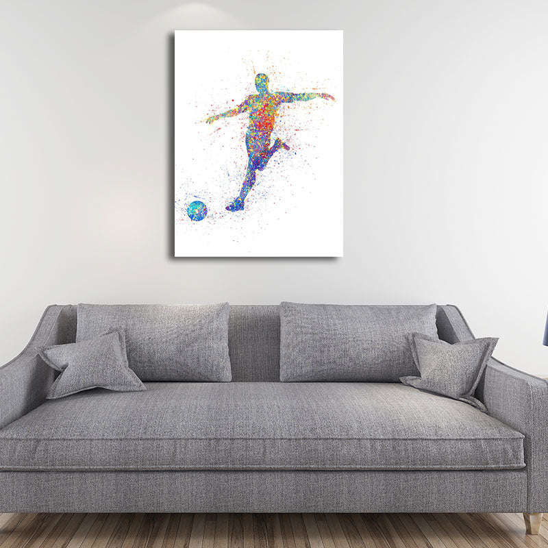 Watercolor Football Training Wall Art Blue-Purple Modern Style Canvas for Boys Bedroom Blue Design 1 Clearhalo 'Arts' 'Canvas Art' 1653158