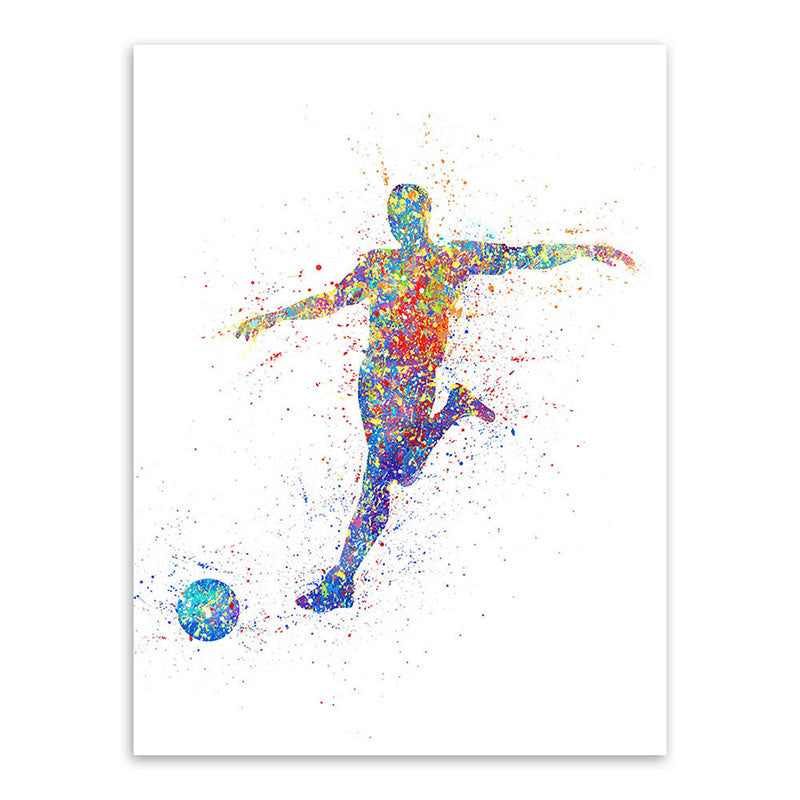 Watercolor Football Training Wall Art Blue-Purple Modern Style Canvas for Boys Bedroom Clearhalo 'Arts' 'Canvas Art' 1653161
