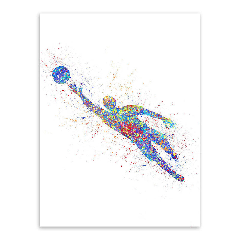 Watercolor Football Training Wall Art Blue-Purple Modern Style Canvas for Boys Bedroom Clearhalo 'Arts' 'Canvas Art' 1653165