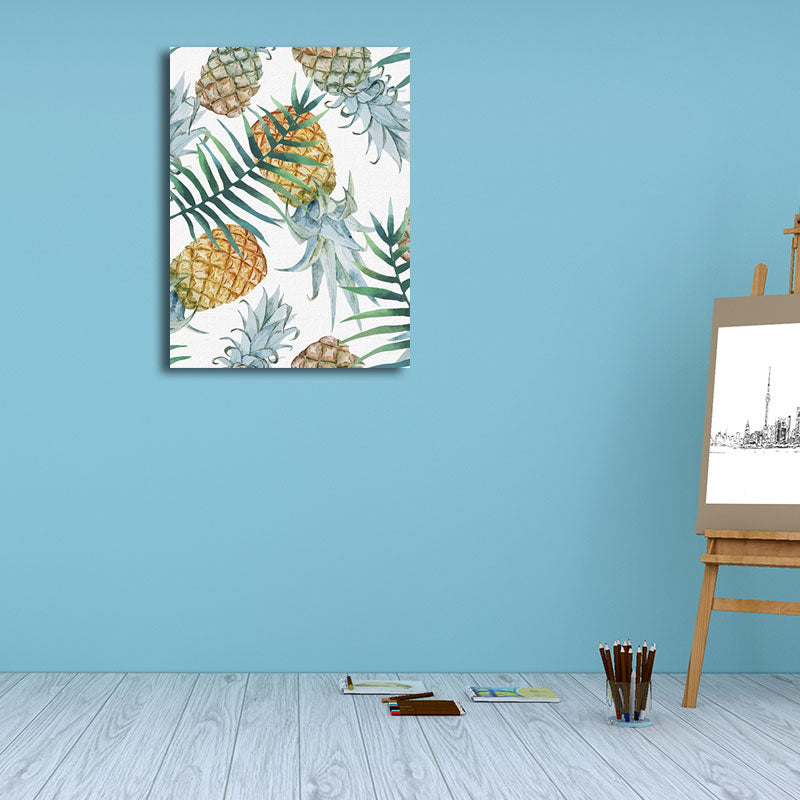Yellow Pineapples Print Wall Decor Textured Tropical Dining Room Canvas Wall Art Clearhalo 'Art Gallery' 'Canvas Art' 'Coastal Art Gallery' 'Tropical' Arts' 1653184