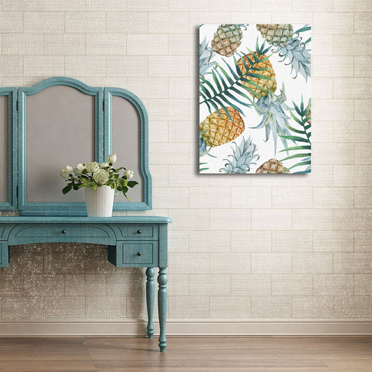 Yellow Pineapples Print Wall Decor Textured Tropical Dining Room Canvas Wall Art Clearhalo 'Art Gallery' 'Canvas Art' 'Coastal Art Gallery' 'Tropical' Arts' 1653185