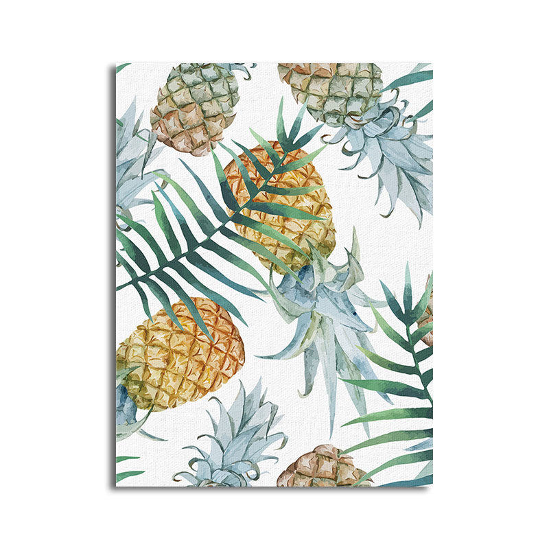 Yellow Pineapples Print Wall Decor Textured Tropical Dining Room Canvas Wall Art Clearhalo 'Art Gallery' 'Canvas Art' 'Coastal Art Gallery' 'Tropical' Arts' 1653186