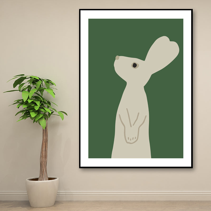 Wild Animal Wall Art Decor Cartoon Canvas Painting in Soft Color for Living Room Green Clearhalo 'Art Gallery' 'Canvas Art' 'Kids' Arts' 1653247