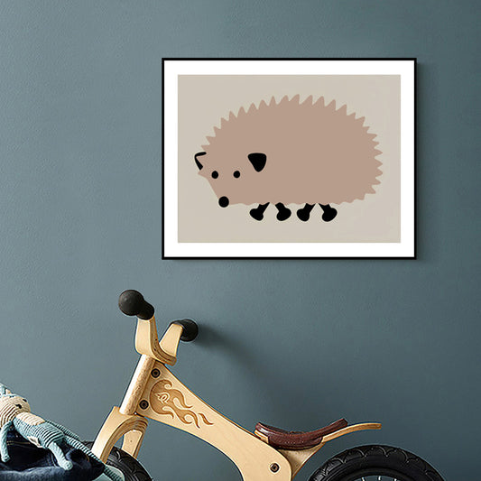 Wild Animal Wall Art Decor Cartoon Canvas Painting in Soft Color for Living Room Pink