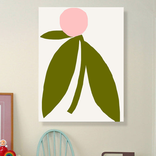 Illustration Botany Wall Art Print Cartoon Canvas Painting in Dark Color for Bedroom Green