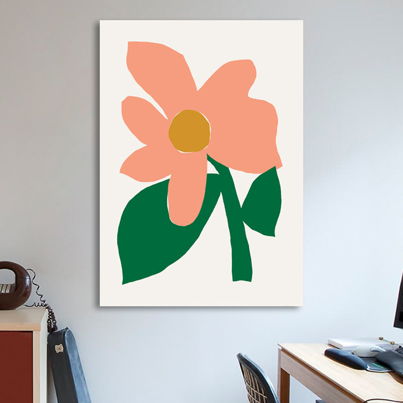 Illustration Botany Wall Art Print Cartoon Canvas Painting in Dark Color for Bedroom Red Clearhalo 'Art Gallery' 'Canvas Art' 'Kids' Arts' 1653270