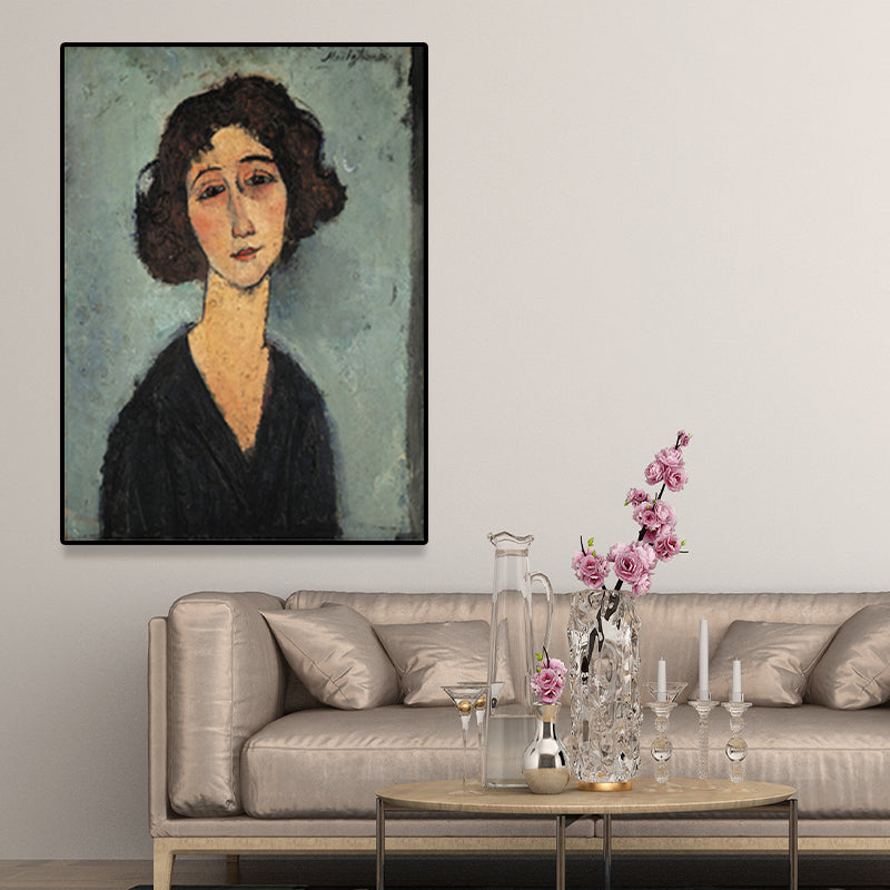 Textured Modigliani Woman Portrait Art Print Canvas Vintage Painting for Girls Room Clearhalo 'Arts' 'Canvas Art' 1653285