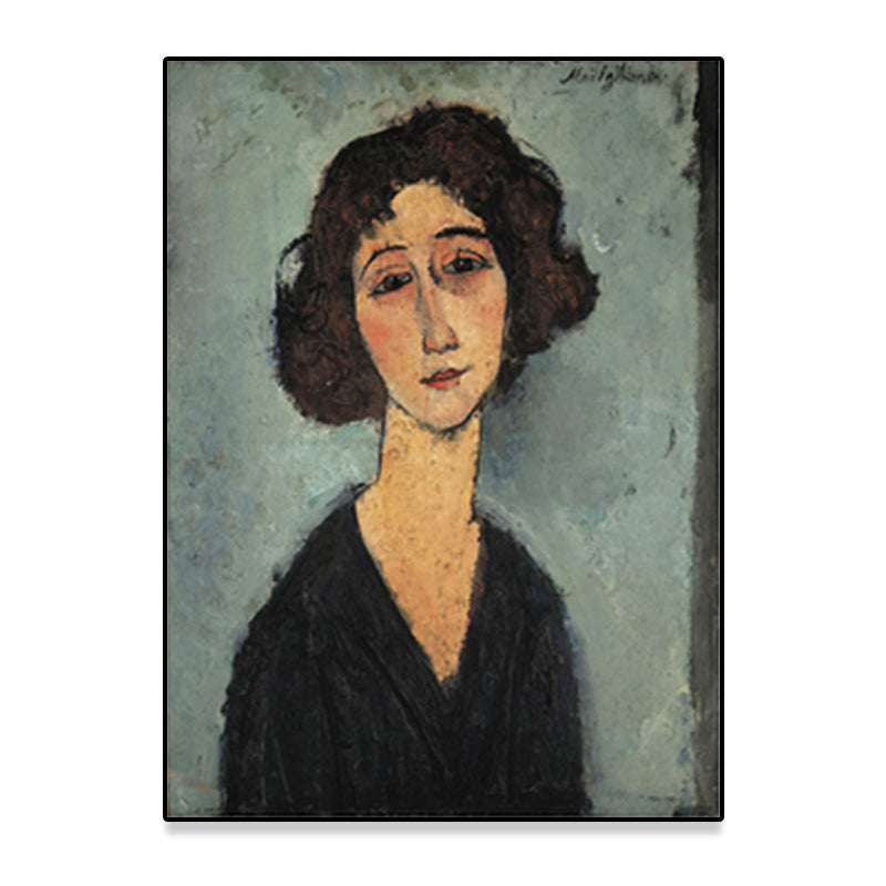 Textured Modigliani Woman Portrait Art Print Canvas Vintage Painting for Girls Room Clearhalo 'Arts' 'Canvas Art' 1653289