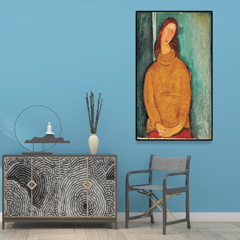 Textured Modigliani Woman Portrait Art Print Canvas Vintage Painting for Girls Room Clearhalo 'Arts' 'Canvas Art' 1653296