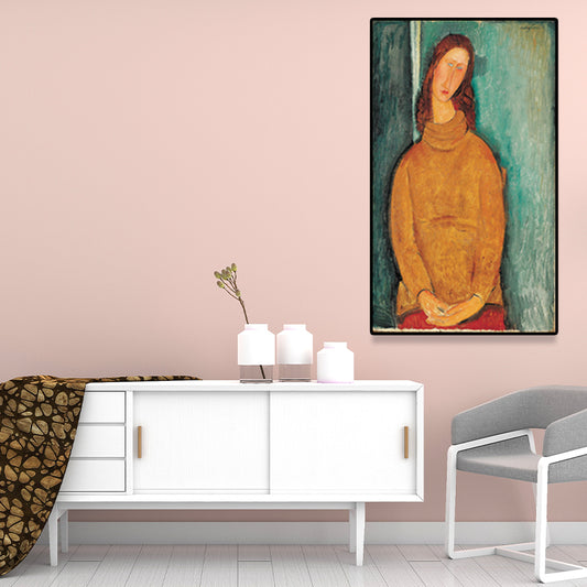Textured Modigliani Woman Portrait Art Print Canvas Vintage Painting for Girls Room Clearhalo 'Arts' 'Canvas Art' 1653297