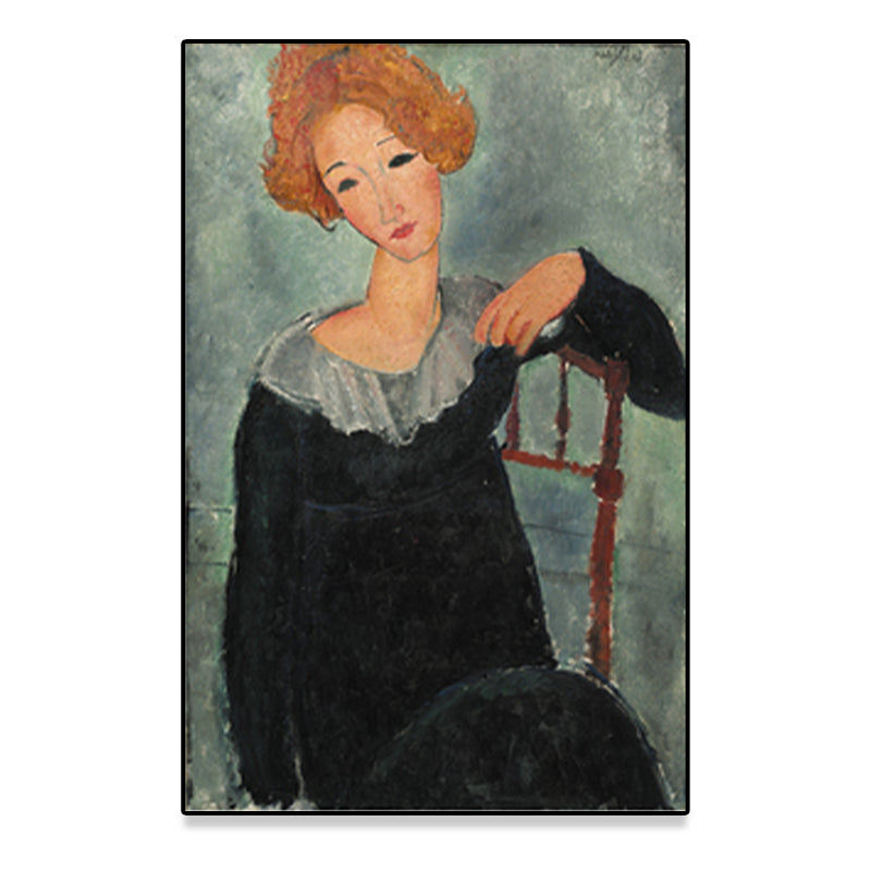 Textured Modigliani Woman Portrait Art Print Canvas Vintage Painting for Girls Room Clearhalo 'Arts' 'Canvas Art' 1653306