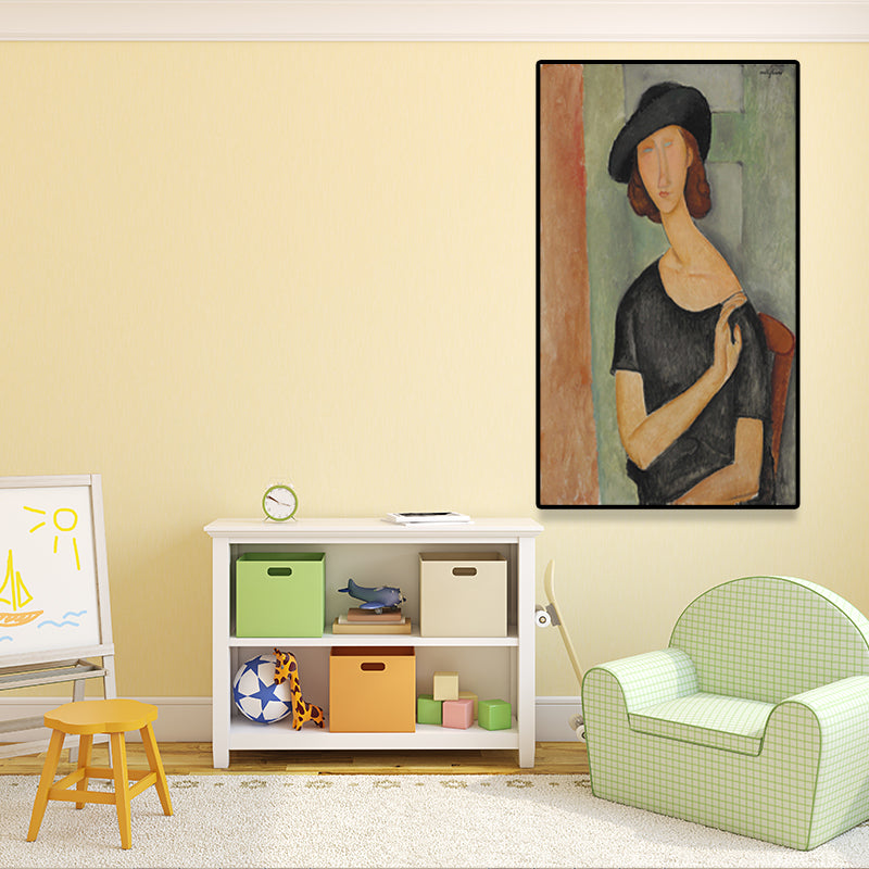 Textured Modigliani Woman Portrait Art Print Canvas Vintage Painting for Girls Room Clearhalo 'Arts' 'Canvas Art' 1653308