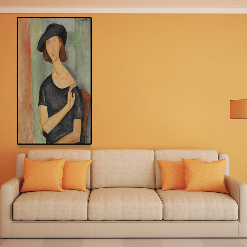 Textured Modigliani Woman Portrait Art Print Canvas Vintage Painting for Girls Room Clearhalo 'Arts' 'Canvas Art' 1653309
