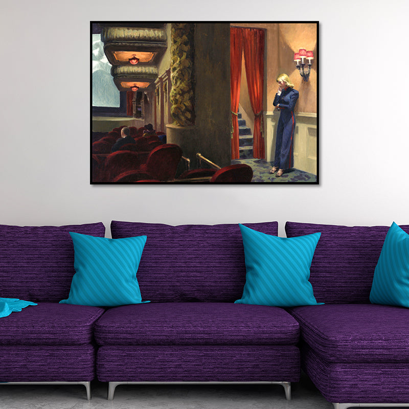 Red Assembly Hall Interior Canvas Textured Surface Wall Art for Sitting Room Clearhalo 'Art Gallery' 'Canvas Art' 'Traditional' Arts' 1653319