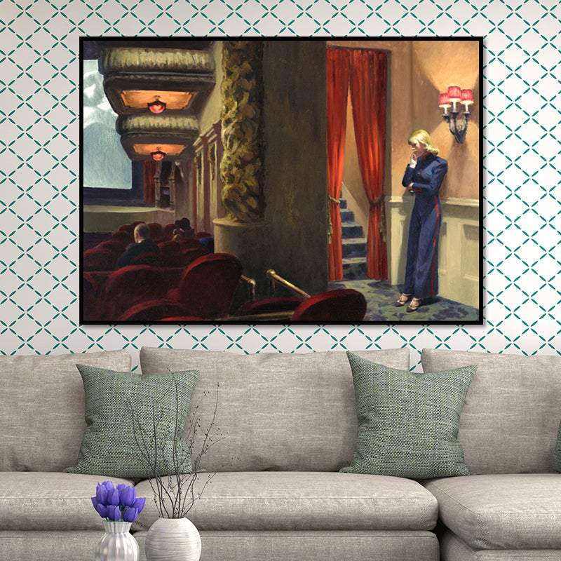 Red Assembly Hall Interior Canvas Textured Surface Wall Art for Sitting Room Clearhalo 'Art Gallery' 'Canvas Art' 'Traditional' Arts' 1653320