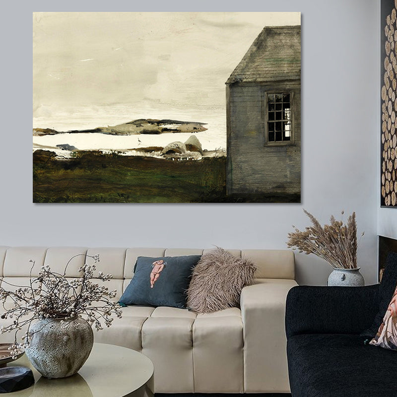 Farmhouse Landscape Painting Canvas Textured Black Wall Art Decor for Family Room Black Design 1 Clearhalo 'Art Gallery' 'Canvas Art' 'Country Art Gallery' 'French Country' 'Rustic' Arts' 1653325