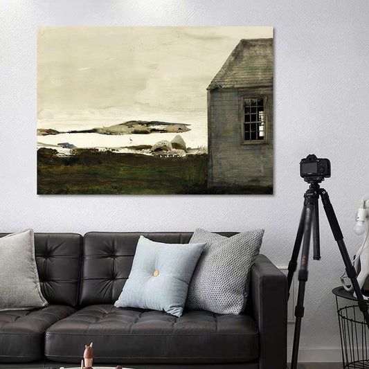 Farmhouse Landscape Painting Canvas Textured Black Wall Art Decor for Family Room Clearhalo 'Art Gallery' 'Canvas Art' 'Country Art Gallery' 'French Country' 'Rustic' Arts' 1653327