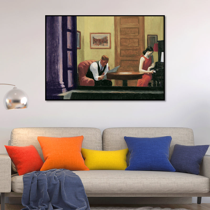 Man Reading Newspaper Painting Brown Traditional Canvas Wall Art for Dining Room Clearhalo 'Art Gallery' 'Canvas Art' 'Traditional' Arts' 1653344