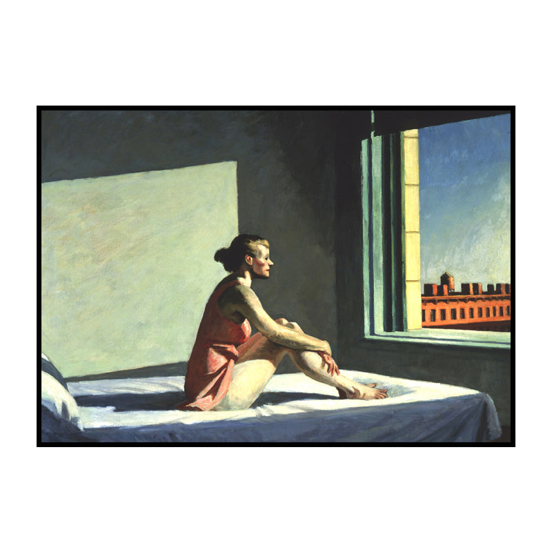 Canvas Textured Wall Art Traditional Edward Hopper Morning Sun Painting in Blue-Red Clearhalo 'Art Gallery' 'Canvas Art' 'Traditional' Arts' 1653360