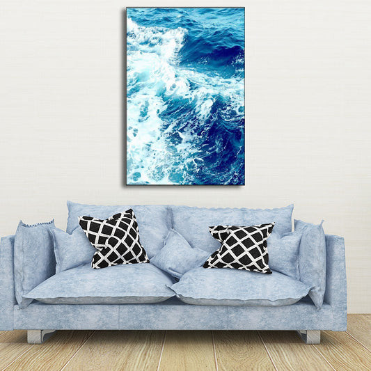 Blue Ocean Spindrift Canvas Art Seascape Modernist Textured Wall Decoration for Home Clearhalo 'Art Gallery' 'Canvas Art' 'Contemporary Art Gallery' 'Modern' Arts' 1653379