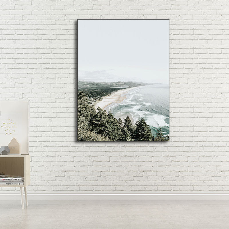 Tropix Forest Scenery Wall Art Canvas Textured Pastel Color Wall Decor for Living Room White Clearhalo 'Art Gallery' 'Canvas Art' 'Coastal Art Gallery' 'Nautical' Arts' 1653408