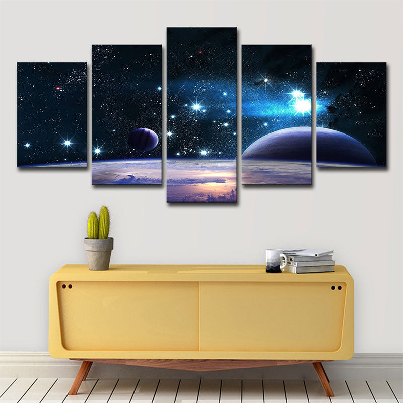 Black Outer Space Wall Decor Textured Kid's Style Children Bedroom Art, Multiple Sizes Clearhalo 'Art Gallery' 'Canvas Art' 'Kids' Arts' 1653413