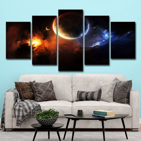 Planet and Astronomy Wall Prints Children's Art Canvas Painting, Multiple Sizes Options Black Clearhalo 'Art Gallery' 'Canvas Art' 'Kids' Arts' 1653445