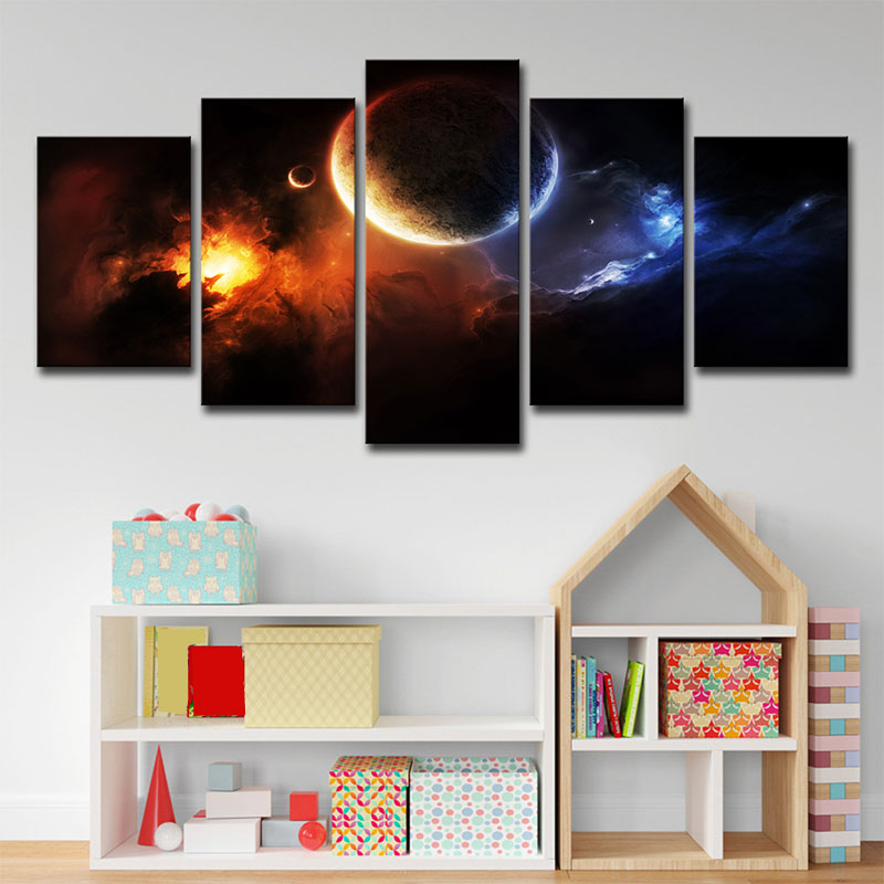 Planet and Astronomy Wall Prints Children's Art Canvas Painting, Multiple Sizes Options Clearhalo 'Art Gallery' 'Canvas Art' 'Kids' Arts' 1653446