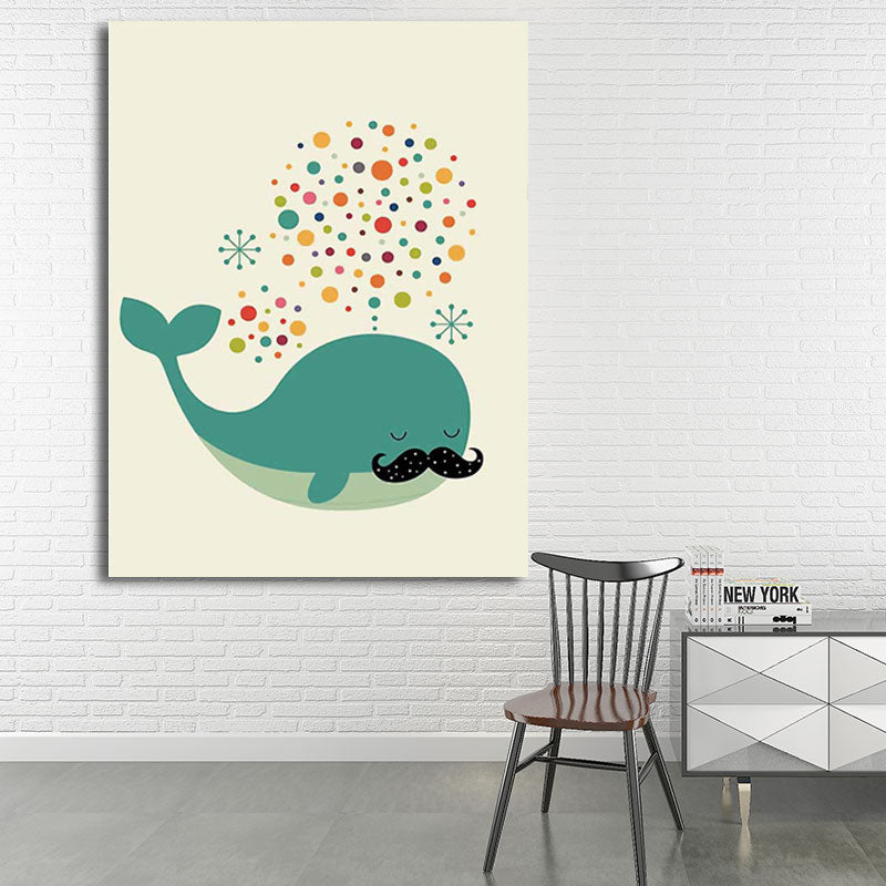 Dark Color Whale Canvas Print for Decoration Nautical Kids Bedroom Wall Art Decor Clearhalo 'Art Gallery' 'Canvas Art' 'Kids' Arts' 1653478