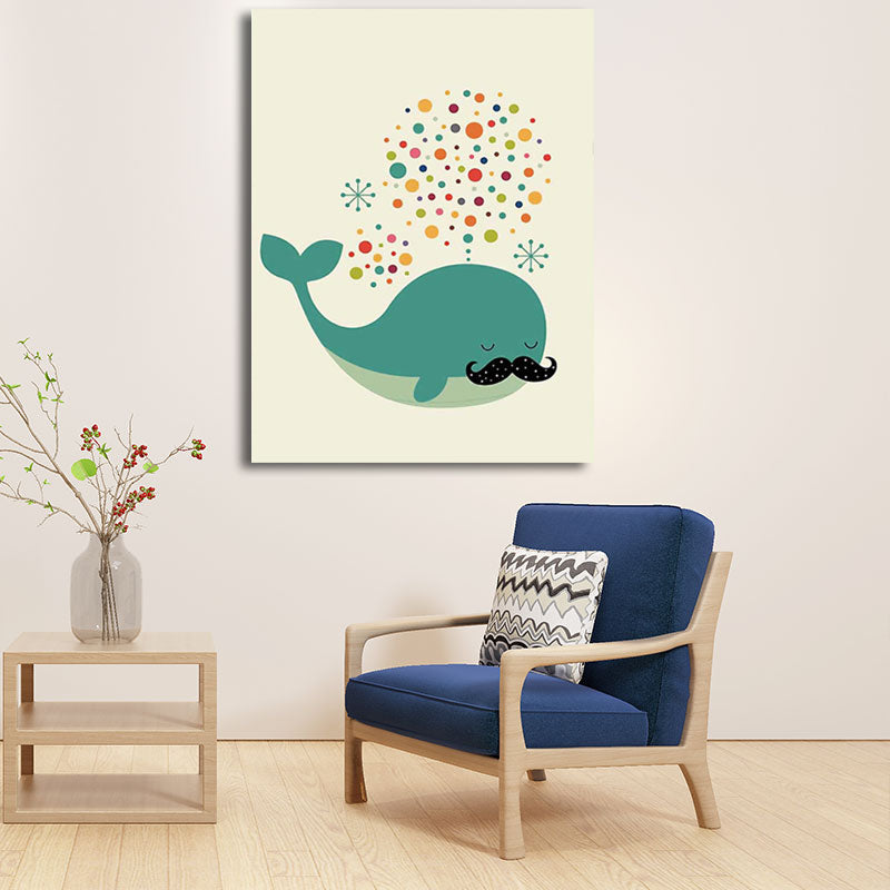 Dark Color Whale Canvas Print for Decoration Nautical Kids Bedroom Wall Art Decor Clearhalo 'Art Gallery' 'Canvas Art' 'Kids' Arts' 1653479