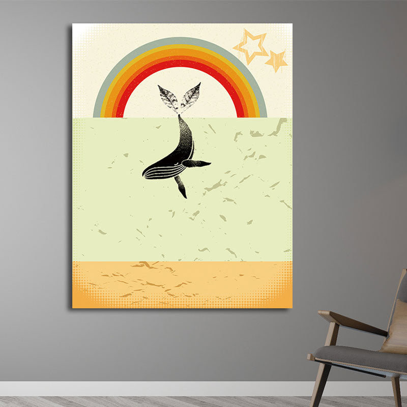 Dark Color Whale Canvas Print for Decoration Nautical Kids Bedroom Wall Art Decor Black Clearhalo 'Art Gallery' 'Canvas Art' 'Kids' Arts' 1653484