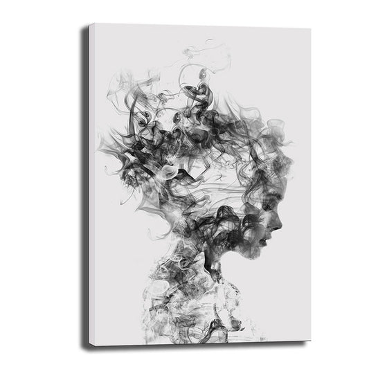 Girl Profile Pattern Wall Decor Contemporary Style Textured Boys Bedroom Painting Clearhalo 'Art Gallery' 'Canvas Art' 'Contemporary Art Gallery' 'Modern' Arts' 1653498