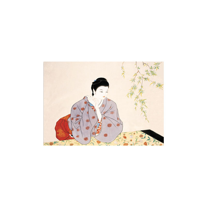 Geisha Girl Painting Canvas Art in Red Japanese Style Wall Decor for Sitting Room Clearhalo 'Art Gallery' 'Canvas Art' 'Traditional' Arts' 1653504
