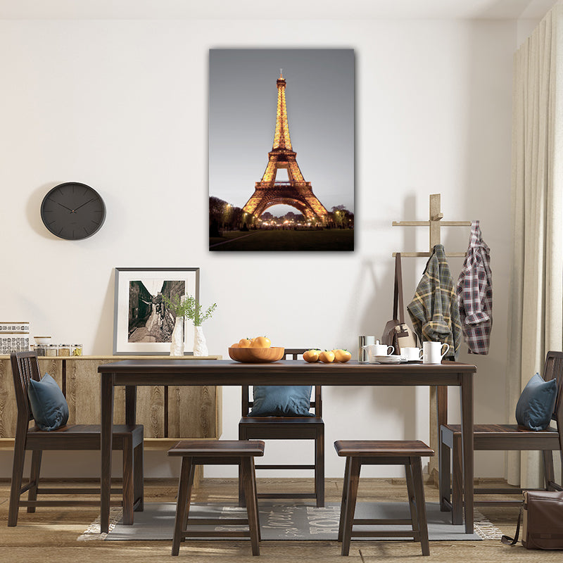 Architecture Sunset View Art Print Global Inspired Enchanting Landmark Canvas in Pastel Color Yellow Clearhalo 'Arts' 'Canvas Art' 1653543