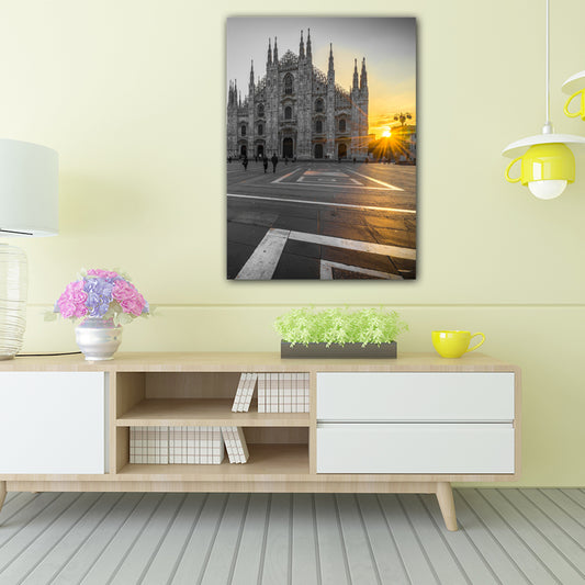 Architecture Sunset View Art Print Global Inspired Enchanting Landmark Canvas in Pastel Color - Clearhalo - 'Arts' - 'Canvas Art' - 1653552